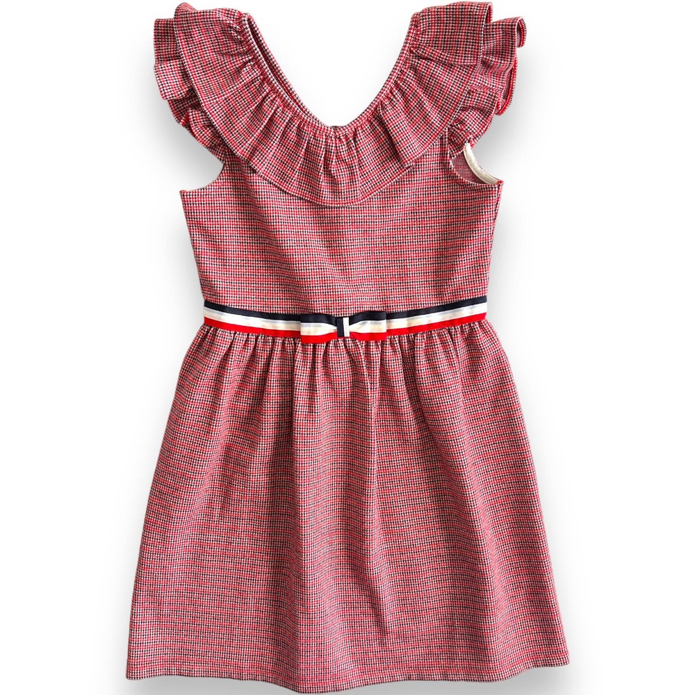 Janie and Jack Houndstooth Jacquard Dress in True Red Houndstooth Size 10